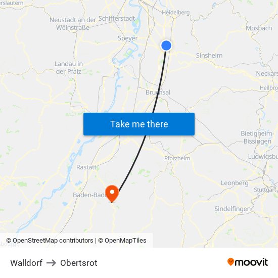 Walldorf to Obertsrot map