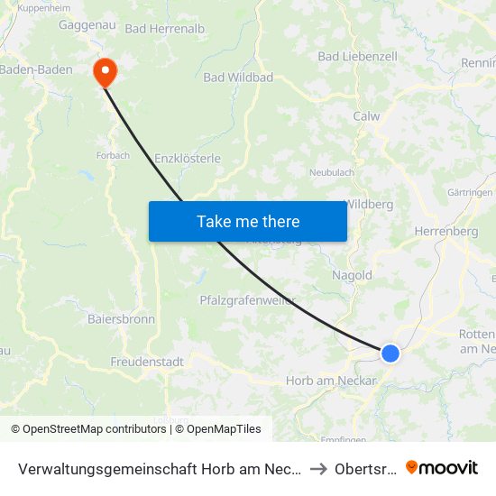 Verwaltungsgemeinschaft Horb am Neckar to Obertsrot map