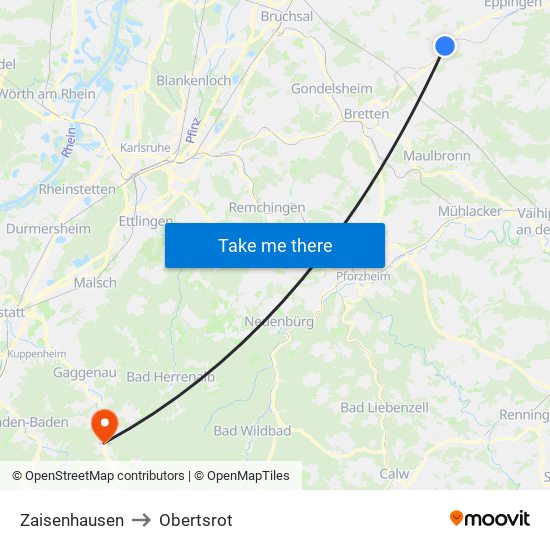 Zaisenhausen to Obertsrot map