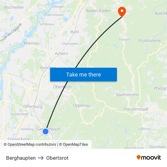 Berghaupten to Obertsrot map