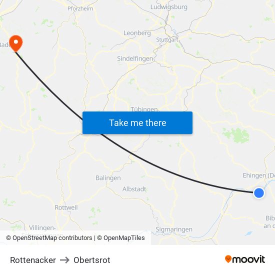 Rottenacker to Obertsrot map