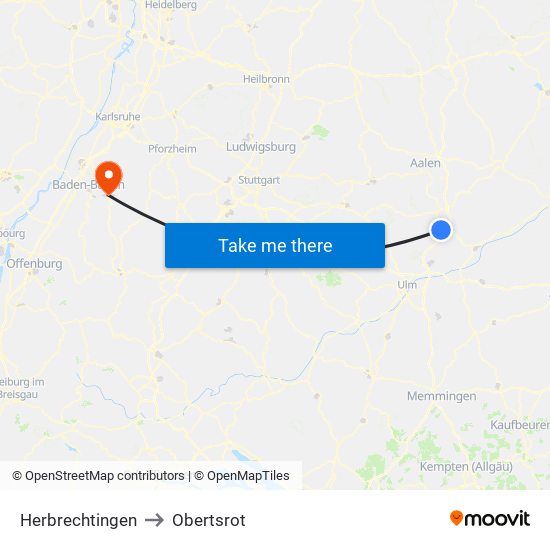 Herbrechtingen to Obertsrot map