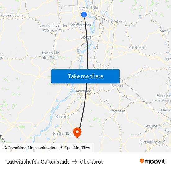 Ludwigshafen-Gartenstadt to Obertsrot map