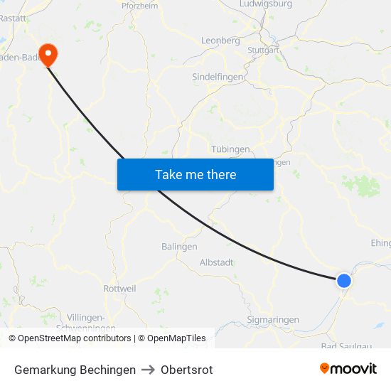 Gemarkung Bechingen to Obertsrot map