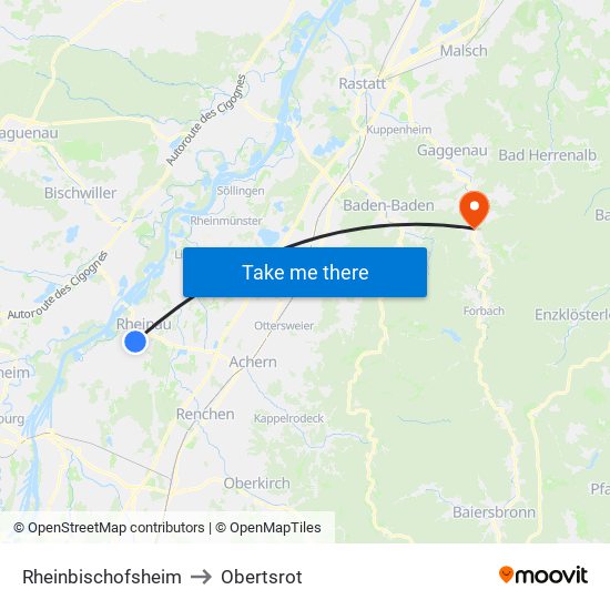 Rheinbischofsheim to Obertsrot map