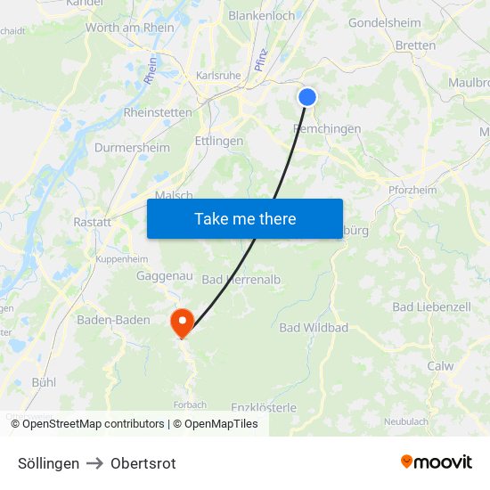 Söllingen to Obertsrot map