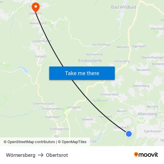 Wörnersberg to Obertsrot map