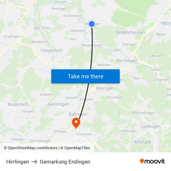 Hirrlingen to Gemarkung Endingen map