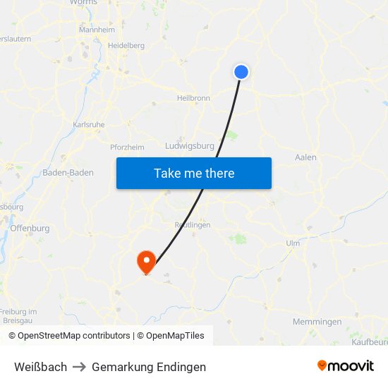 Weißbach to Gemarkung Endingen map