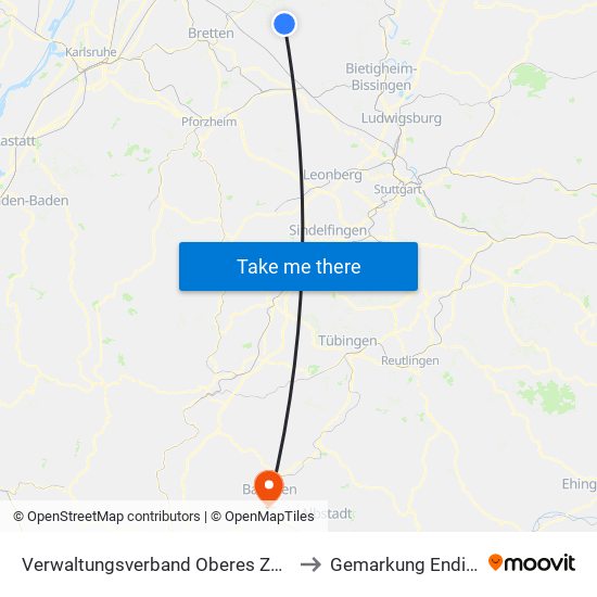 Verwaltungsverband Oberes Zabergäu to Gemarkung Endingen map