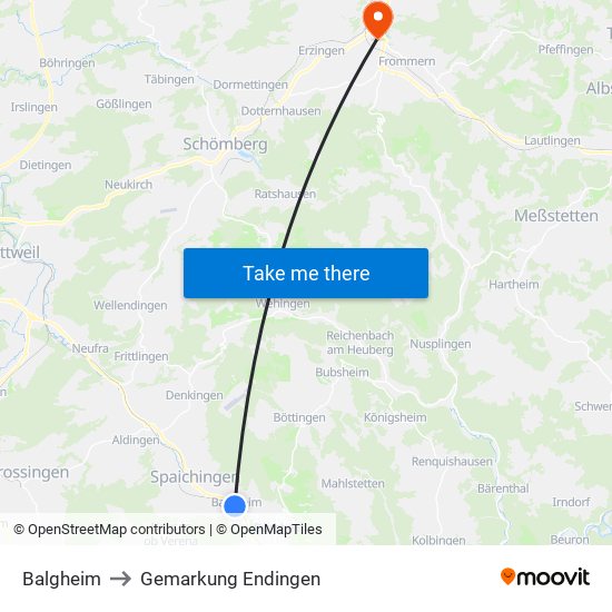 Balgheim to Gemarkung Endingen map