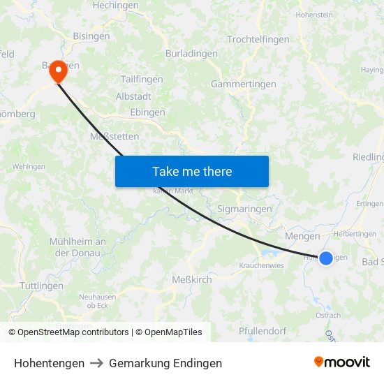 Hohentengen to Gemarkung Endingen map