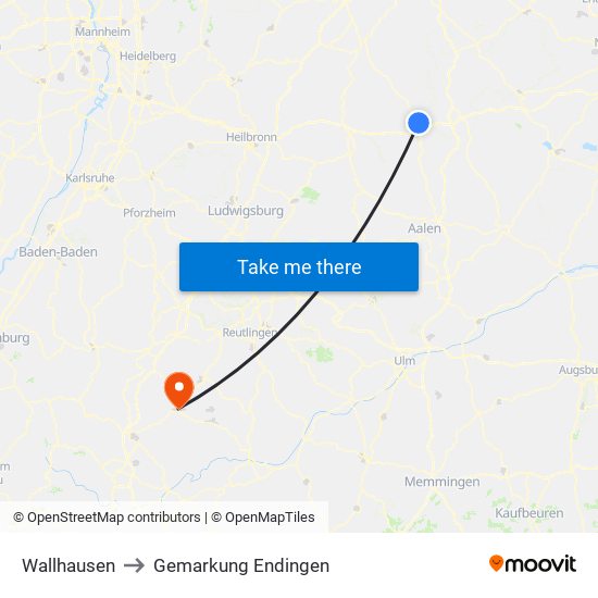 Wallhausen to Gemarkung Endingen map