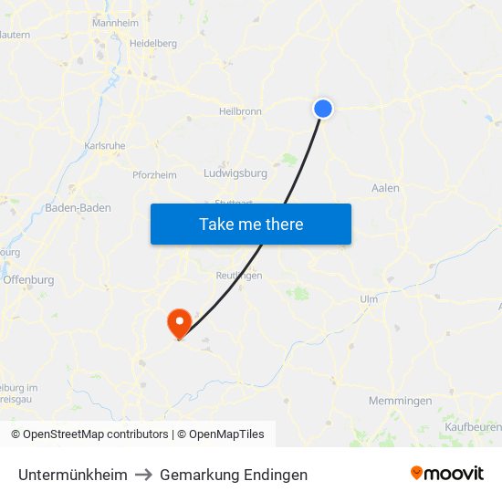 Untermünkheim to Gemarkung Endingen map