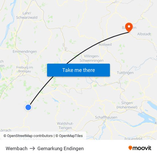 Wembach to Gemarkung Endingen map