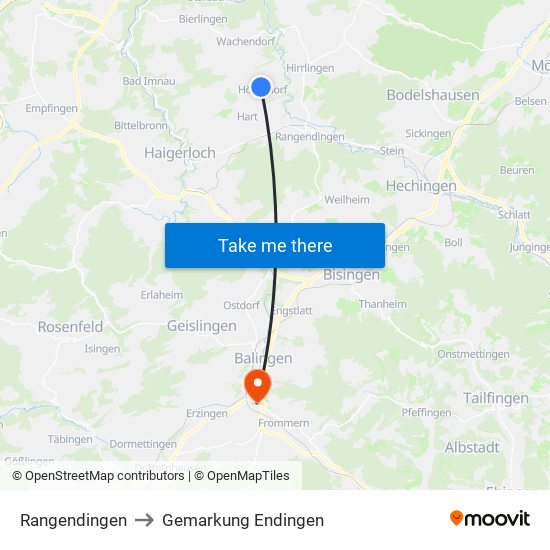 Rangendingen to Gemarkung Endingen map