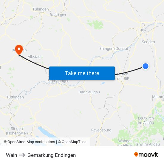 Wain to Gemarkung Endingen map