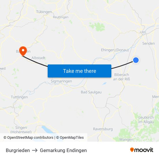 Burgrieden to Gemarkung Endingen map