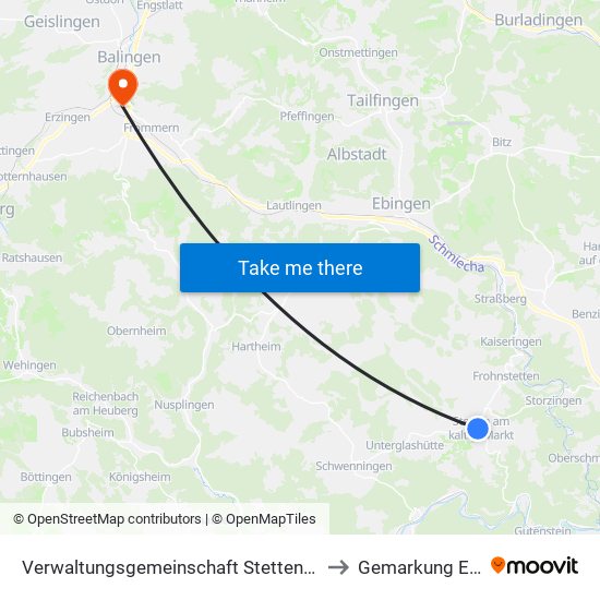 Verwaltungsgemeinschaft Stetten am Kalten Markt to Gemarkung Endingen map