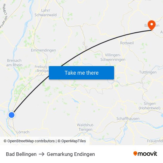 Bad Bellingen to Gemarkung Endingen map