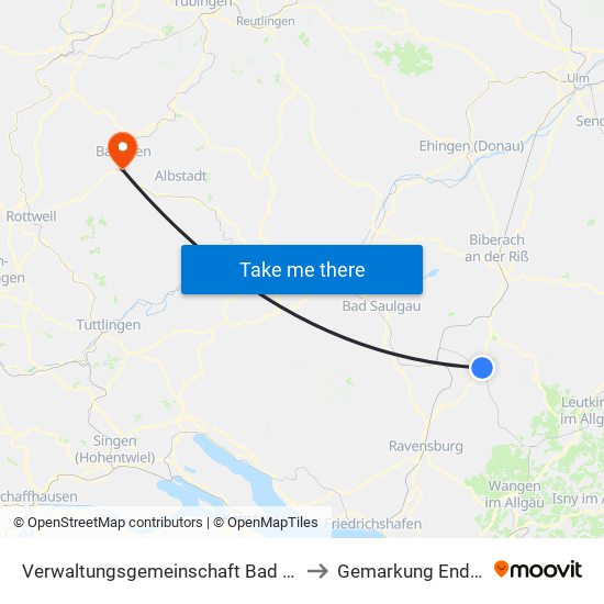 Verwaltungsgemeinschaft Bad Waldsee to Gemarkung Endingen map
