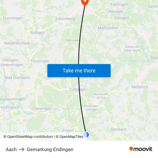 Aach to Gemarkung Endingen map