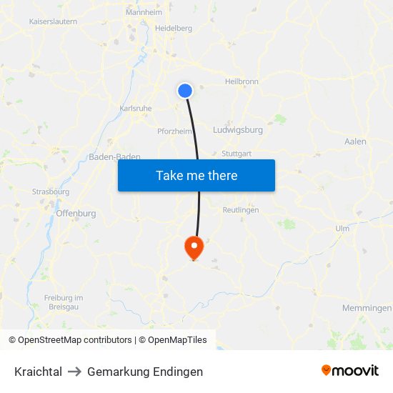 Kraichtal to Gemarkung Endingen map