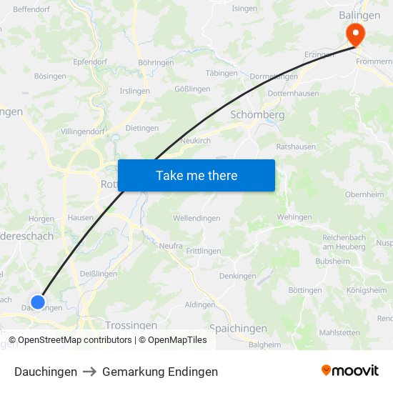 Dauchingen to Gemarkung Endingen map