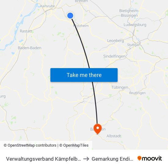 Verwaltungsverband Kämpfelbachtal to Gemarkung Endingen map