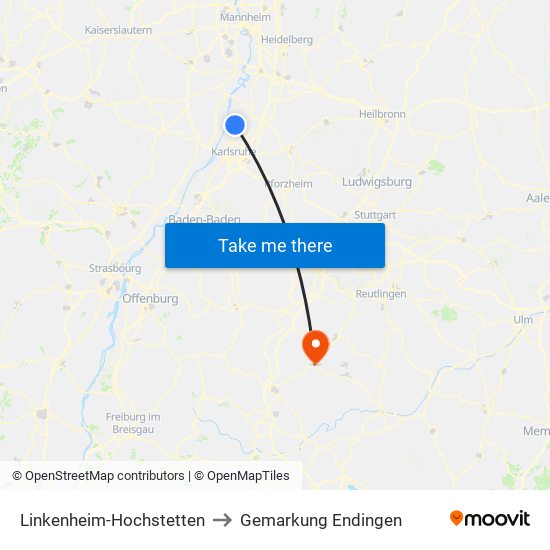 Linkenheim-Hochstetten to Gemarkung Endingen map