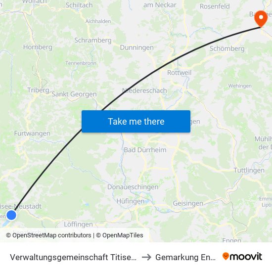 Verwaltungsgemeinschaft Titisee-Neustadt to Gemarkung Endingen map