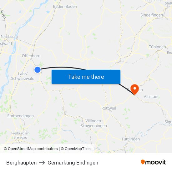 Berghaupten to Gemarkung Endingen map