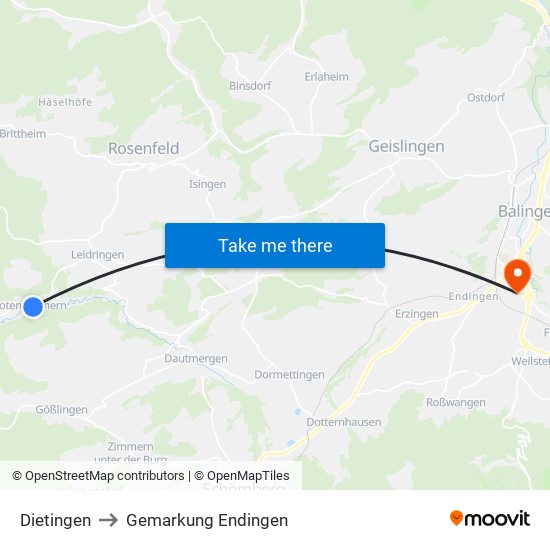 Dietingen to Gemarkung Endingen map