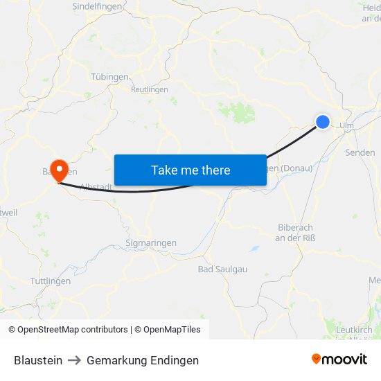 Blaustein to Gemarkung Endingen map