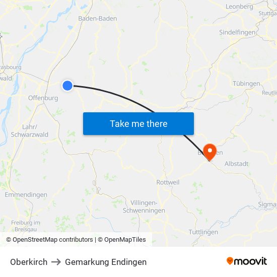 Oberkirch to Gemarkung Endingen map