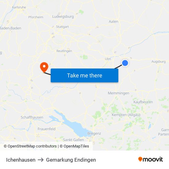 Ichenhausen to Gemarkung Endingen map