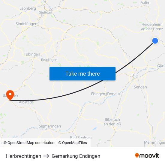 Herbrechtingen to Gemarkung Endingen map