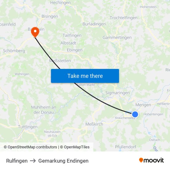 Rulfingen to Gemarkung Endingen map