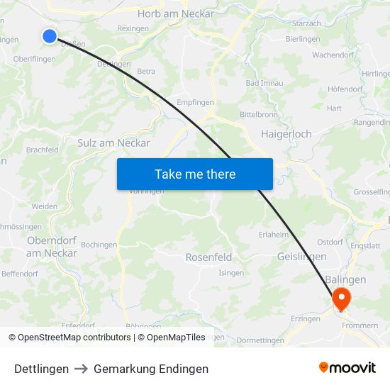 Dettlingen to Gemarkung Endingen map