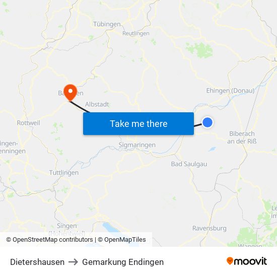 Dietershausen to Gemarkung Endingen map