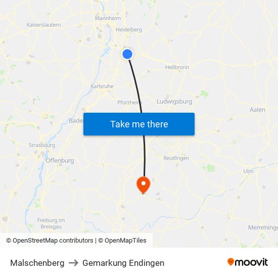 Malschenberg to Gemarkung Endingen map