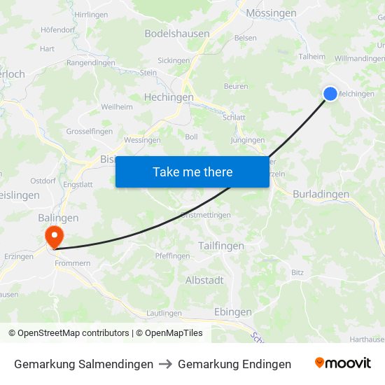 Gemarkung Salmendingen to Gemarkung Endingen map