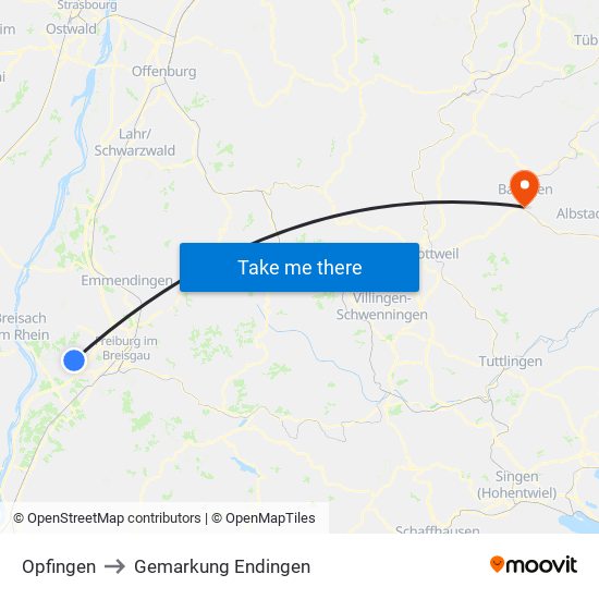 Opfingen to Gemarkung Endingen map