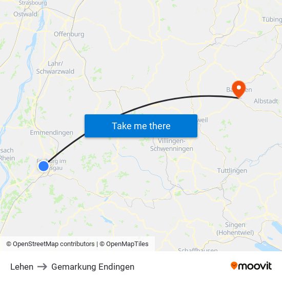 Lehen to Gemarkung Endingen map