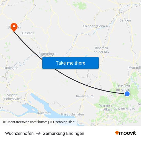 Wuchzenhofen to Gemarkung Endingen map