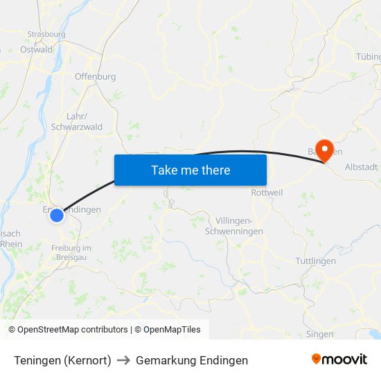 Teningen (Kernort) to Gemarkung Endingen map