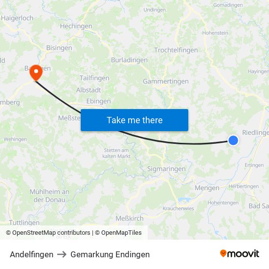 Andelfingen to Gemarkung Endingen map