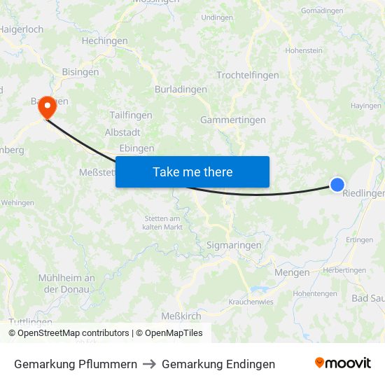 Gemarkung Pflummern to Gemarkung Endingen map