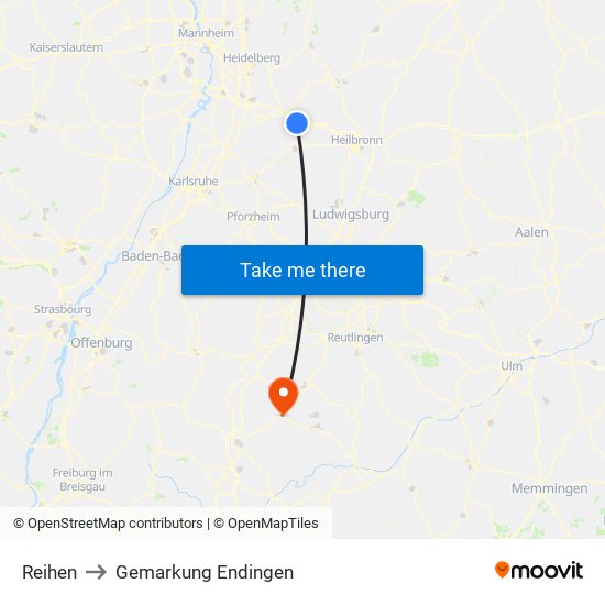 Reihen to Gemarkung Endingen map