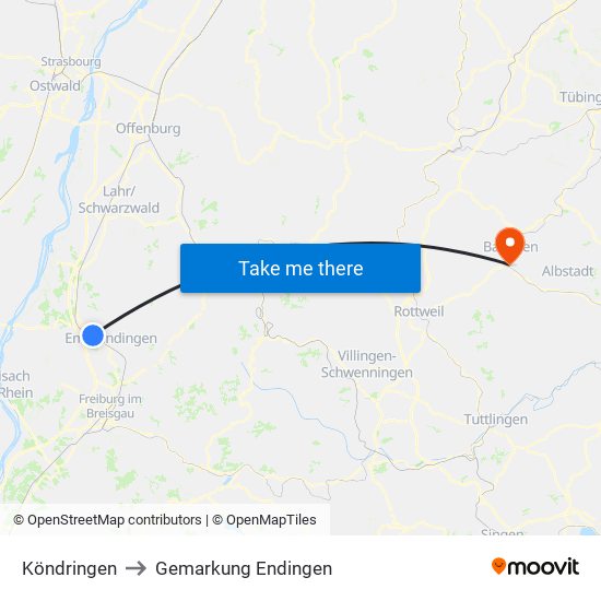 Köndringen to Gemarkung Endingen map